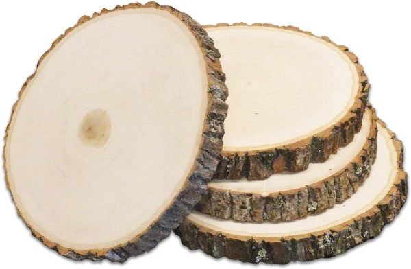 Goodsright Decor 4 Pack Basswood Round Rustic Wood Slice, Sanded Side, 9-12" Diameter, Excellent for Wedding Centerpiece, DIY Woodland Projects, Table Chargers, Pyrography, and Country Decor