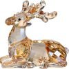 Goodsright Decor Crystal Deer Animals Lovely Elegant Craft Decorations for Home Ornaments Christmas Collectible Birthday Gifts Reindeer Figurines (Gold)