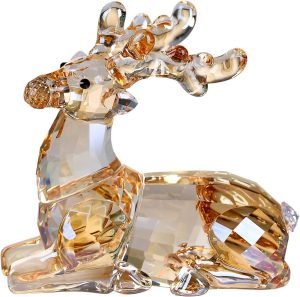Goodsright Decor Crystal Deer Animals Lovely Elegant Craft Decorations for Home Ornaments Christmas Collectible Birthday Gifts Reindeer Figurines (Gold)