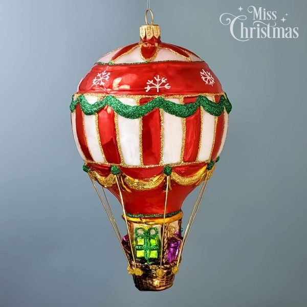 Goodsright Decor Christmas  Collection Holiday Balloon Blown Glass Christmas Tree Ornament (Balloon with Gifts)