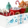 Goodsright Decor Christmas Hot Cocoa Bar Decor Box Hot Cocoa Bar Wood Storage Box Xmas Blue Bar Holder Box Hot Cocoa Decorative Christmas Cute Wood Storage Bins for Home Kitchen Office Farmhouse Gift