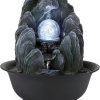 Goodsright Decor Indoor Fountains Tabletop Fountain Indoor Waterfall Fountain Stacked Rocks Water Feature Feng Shui Zen Meditation Relaxation Desktop Fountain with LED Light for Home and Office Decor(Style 8)