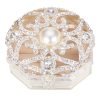 Goodsright Decor Vintage Jewelry Box for Women 1950s, Trinket Boxes Crystal Small Jewelry Box for Girls, Ring &Earring Holder Organizer, Antique Jewelry Case, White Jewelry Box with Pearl and Rhinestone