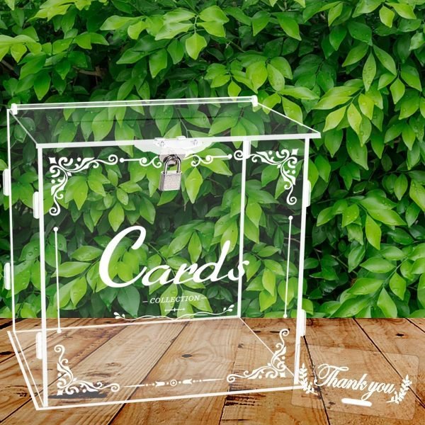 Goodsright Decor Wedding Money Box Holder with Sign, Large Rustic Wood Wooden Envelop Gift Card Boxes with Lock Slot for Reception Anniversary Party Parties White