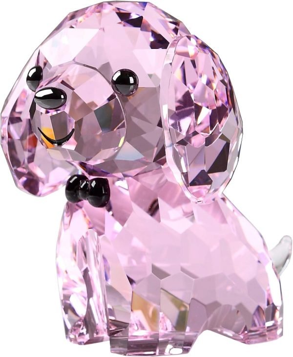 Goodsright Decor Crystal Dog Puppy Cute Valentines Day Sweet Gifts Figurine Collection Animal Collectible Ornament Lovely (Gold)