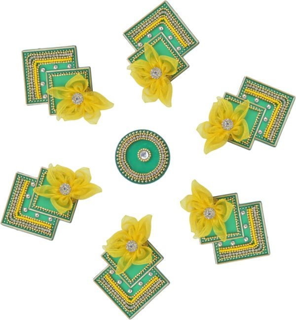 Goodsright Decor Floor Home Decoration for Festival Diwali Acrylic Traditional Handmade Inerior Decoration Wall Decoration Sticker Wedding D??cor Party Gift Gifting Small Rangoli Size: 7" - Diya Shape