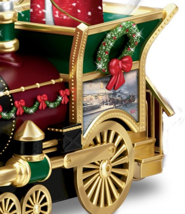 Goodsright Decor Thommas Kinkade Santa Claus is Comin' to Town Musical Snowglobe Train Car by The Bradford Exchange