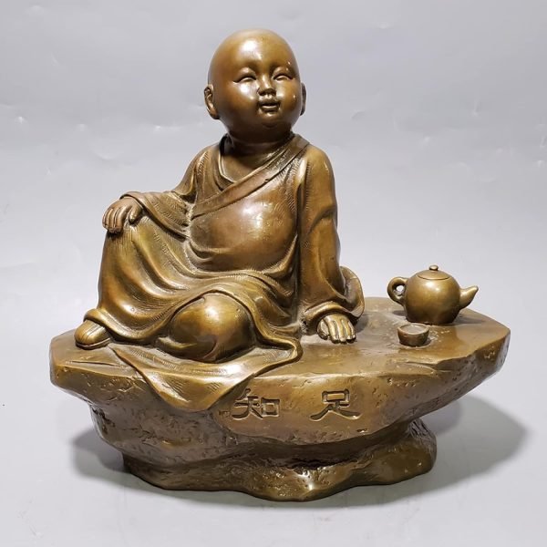 Goodsright Decor Statues Decor Pure Copper Little Monk Ornament Figure Sculpture Home Ornament Crafts