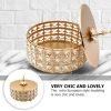 Goodsright Decor 1pc Glass Storage Box Golden Makeup Crystal Glass Bowl Ornament Storage Tray Trinket Jar Glass Apothecary Jar Round Toy Storage Kitchen Use Jar Buffet Metal Glass Jar Candy Banquet