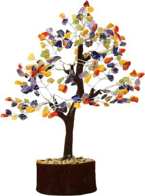 Goodsright Decor Ethnic Asia Multicolor Reiki Gemstones Money Tree Home D??cor 9" Inches Decoration Gems