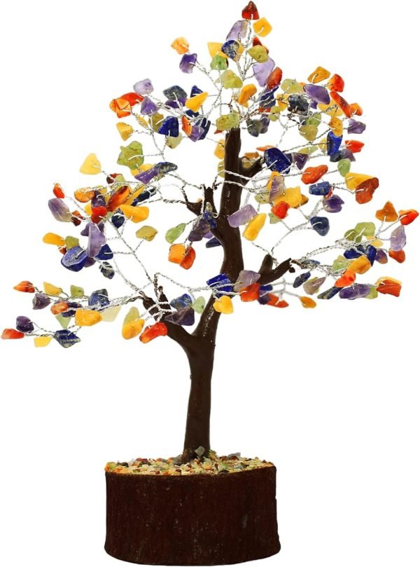 Goodsright Decor Ethnic Asia Multicolor Reiki Gemstones Money Tree Home D??cor 9" Inches Decoration Gems