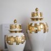 Goodsright Decor Modern Ginger Jars, vases with lids, Storage Jars for Home Decor, Gilded Decorative Ginger Jars (White, Small)