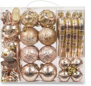 Goodsright Decor 54 Pieces Assorted Christmas Ornaments Tree Decoration Baubles in Gift Box (Champagne, Gift Box)