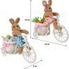 Goodsright Decor Set of 2 Easter Tabletop Decorations Plush Bunny Couple, 10" Easter Rabbits Ride Bike, Cute Animal Figurine for Girls' Gift, Easter Basket Filler Spring Home Kitchen Room Ornament