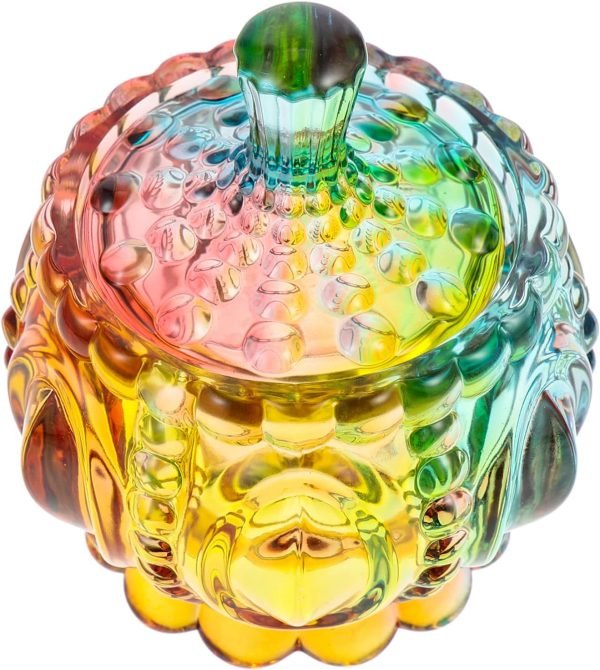 Goodsright Decor 2pcs colorful glass jar old glass crystal cookie jar glass bowls with lids glass decorative jar glass candy jar candy dish with lid clear jar Glass Gift Organizer biscuit Candy box