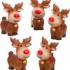 Goodsright Decor 5 Pcs Mini Reindeer Statue Cartoon Antler Deer Elk Pattern Figurine Animal Cake Topper Desktop Decorative Ornaments for Children Kids Style 1