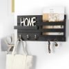 Goodsright Decor Mail Organizer for Wall Mount ?C Key Holder with Shelf Includes Letter Holder and Hooks for Coats, Dog Leashes ?C Rustic Wood with Flush Mounting Hardware (16.5?? x 8.7?? x 3.5??)