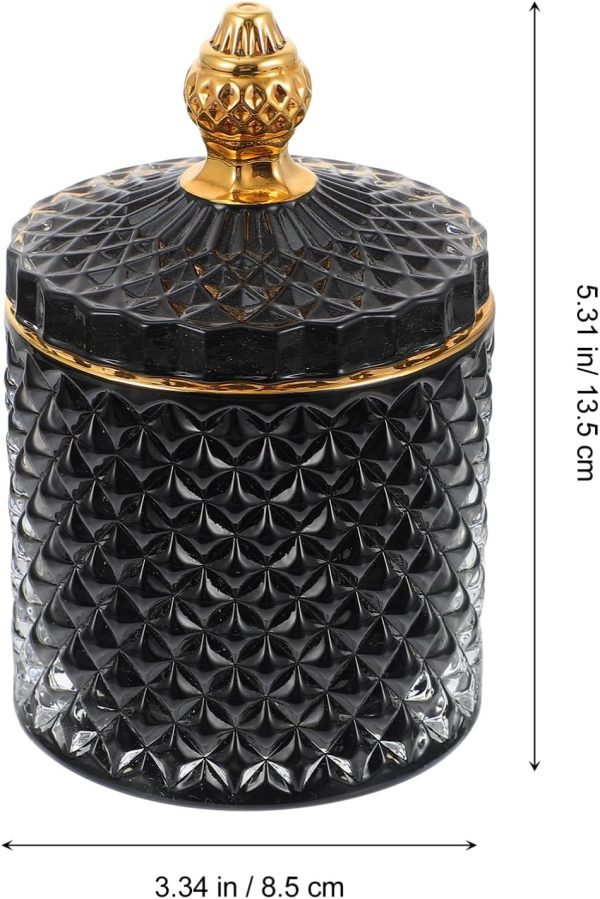 Goodsright Decor Crystal Diamond Faceted Jar with Lid Glass Apothecary Jars Qtip Holder Home Decorative Storage Container Bathroom Canisters Counter Vanity Organizer for Decoration Wedding Candy Storage