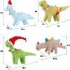 Goodsright Decor Christmas Felt Dinosaurs Ornaments Set of 4, Xmas Wool Dinosaur Hanging Decor, Felt Animal Crafts Woodland Cute Christmas Tree Wreath Decor for Home Dinosaur Themed Birthday Party Supplies