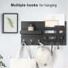 Goodsright Decor Mail Organizer for Wall Mount ?C Key Holder with Shelf Includes Letter Holder and Hooks for Coats, Dog Leashes ?C Rustic Wood with Flush Mounting Hardware (16.5?? x 8.7?? x 3.5??)