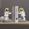 Goodsright Decor Space Decor Bookends, Resin Astronaut Bookshelf Ends for Kids Rooms Gold Book Ends for Heavy Books Fun Heavy Duty Book End Holder Astronaut Figurine Statue for Office Home Room(D-Gold)