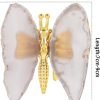 Goodsright Decor 2pcs Agate Slice Butterfly Decorations, Golden Flying Butterfly with Colorful Stone Wings for Home Office Table Desktop Decor, Grey & Black