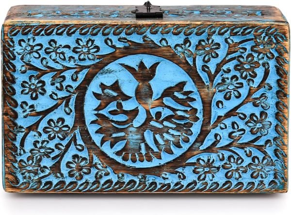 Goodsright Decor Wooden Jewelry Box, Tarot Box, Celestial Home Decor, Witch Box, Tree of Life, Trinket Box |Size- 8" x 5" x 2.5",| Decorative Storage Bin