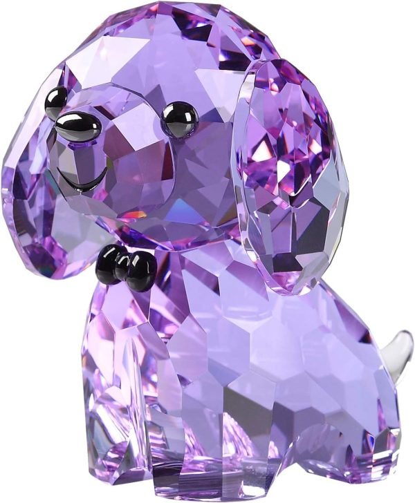 Goodsright Decor Crystal Dog Puppy Cute Valentines Day Sweet Gifts Figurine Collection Animal Collectible Ornament Lovely (Gold)