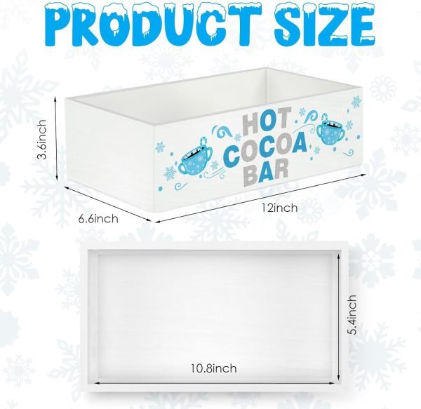 Goodsright Decor Christmas Hot Cocoa Bar Decor Box Hot Cocoa Bar Wood Storage Box Xmas Blue Bar Holder Box Hot Cocoa Decorative Christmas Cute Wood Storage Bins for Home Kitchen Office Farmhouse Gift
