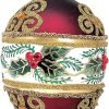 Goodsright Decor Faberg?? Egg 5-Inch Blown Glass Christmas Tree Ornament Mistletoe Leaves (Green Matte)