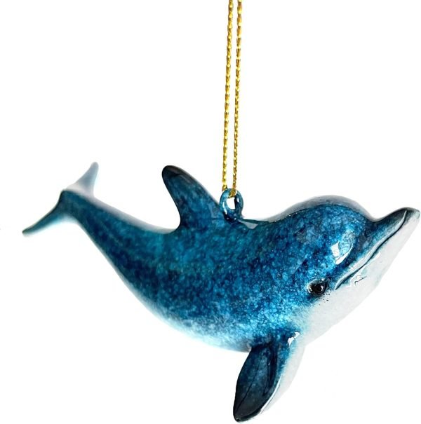 Goodsright Decor Hand-Painted Dolphin Ornament (Mother and Child) - Unique Coastal Christmas Decor for Your Tree, Ideal for Baby's First Christmas, Beach Themed, Blue Ornaments, or Nautical Xmas Trees