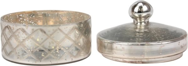 Goodsright Decor Antique Mercury Glass Storage Container with Lid, Decorative Jar for Cotton Ball or Cotton Swab Storage, Unique Keepsake or Trinket Box, Elegant Jewelry Box