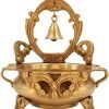 Goodsright Decor A Beautiful Brass Designer Ethnic Carved Decorative Urli Bowl with Bell for Floating Flowers and Tea Light Candles Home,Office and Table D??cor