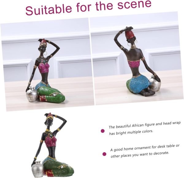 Goodsright Decor 2 Pcs African Woman Ornament Resin Statue Dragon Keychain Black Women Figurine Crafted African Figurine Ethnic Figurine House Decorations for Home Tribal Miss Human Body Gift