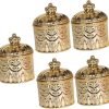 Goodsright Decor 4pcs Jewelry Box Pressed Flower Necklace Embossment Jar Vanity Decor Retro Decor Practical Jar Candle Stands Decorative Tea Canister Coffee Jar Ceramics Storage Tank Multifunction