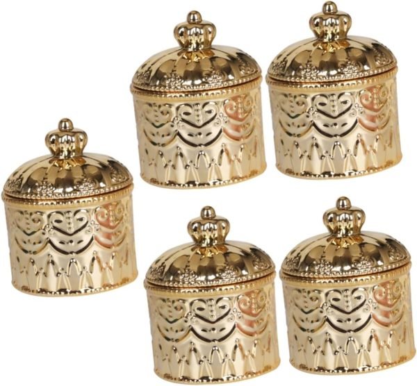 Goodsright Decor 4pcs Jewelry Box Pressed Flower Necklace Embossment Jar Vanity Decor Retro Decor Practical Jar Candle Stands Decorative Tea Canister Coffee Jar Ceramics Storage Tank Multifunction