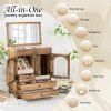 Goodsright Decor Jewelry Box for Women, Rustic Wooden Jewelry Boxes & Organizers with Mirror, 4 Layer Girls Jewelry Storage for Rings Earrings Necklaces Bracelets Valentines Day Gifts for Her