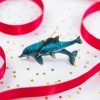 Goodsright Decor Hand-Painted Dolphin Ornament (Mother and Child) - Unique Coastal Christmas Decor for Your Tree, Ideal for Baby's First Christmas, Beach Themed, Blue Ornaments, or Nautical Xmas Trees