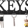 Goodsright Decor Key Holder Wall Mounted Key Hooks for Wall Decorative with 7 Hooks Black Metal Key Organizer Rack Hanger for Entryway, Front Door, Hallway, Office 10X3.7 inches