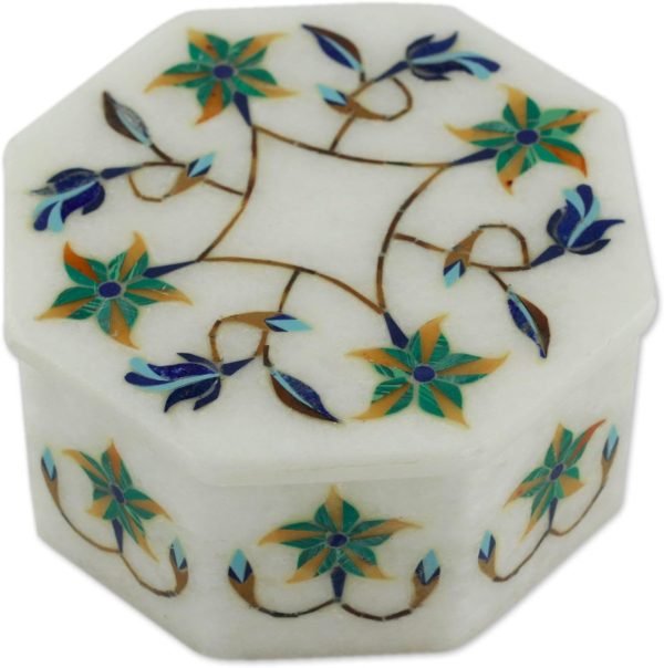 Goodsright Decor Mughal Garland Marble Inlay Jewelry Box