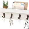 Goodsright Decor Rustic Key Holder for Wall, Farmhouse Wall Shelf with 4 Hooks, Wall Mounted Key Racks, Wooden Mail Organizer with Hooks for Entryway (Brown)
