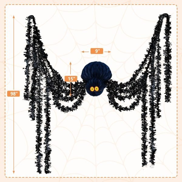 Goodsright Decor Halloween Hanging Spider, Halloween Honeycomb Pendant Ornaments, Perfect for Halloween Kids' Party Decoration, Haunted House, Indoor Outdoor Hanging Halloween Decor