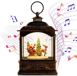 Goodsright Decor Musical Christmas Snow Globes Lantern, Lighted Santa Water Lantern with Timer & Swirling Snow Effect | USB Powered & Battery Operated Glitter Globe for Holiday Decoration Indoor Home Decor Gift