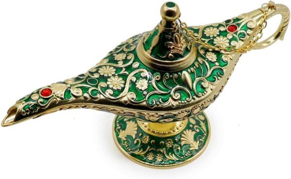 Goodsright Decor Classic Vintage Aladdin Magic Genie Costume Lamp Home Table Decoration & Gift, Golden Blue