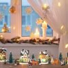 Goodsright Decor 31 Pcs Christmas Village Figurines Decoration Set Lighted LED Christmas Village Houses with Figurines and Snow Blanket Roll for Christmas Town Scene Desktop Ornaments Battery Operated Landscape Decor