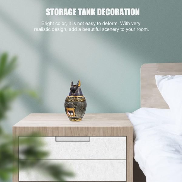 Goodsright Decor Canopic Jar Gods of Egypt Figurine Home D??cor Ancient Food Storage Canisters Anubis Statue Anubis Jar Vintage Retro Decor Egyptian Style Craft Jewelry Storage Box Travel Resin