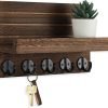 Goodsright Decor Key Holder for Wall, Decorative Key and Mail Holder with Shelf Has Large Hooks for Bags, Coats, Umbrella ?C Paulownia Wood Key Hanger with Mounting Hardware (9.8??W x 6.7??H x 4.2??D)