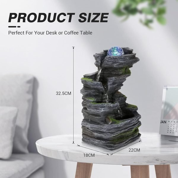 Goodsright Decor Indoor Fountains Tabletop Fountain Indoor Waterfall Fountain Stacked Rocks Water Feature Feng Shui Zen Meditation Relaxation Desktop Fountain with LED Light for Home and Office Decor(Style 8)