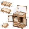 Goodsright Decor Jewelry Box for Women, Rustic Wooden Jewelry Boxes & Organizers with Mirror, 4 Layer Girls Jewelry Storage for Rings Earrings Necklaces Bracelets Valentines Day Gifts for Her
