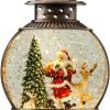 Goodsright Decor Snow Globe Lighted Christmas Decorations, Musical Christmas Snow Globe Lantern with Swirling Glitter, Santa and Elk, Christmas Holiday Party Gifts and Decorations